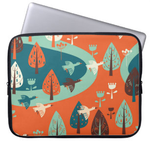 Housse Pour Ordinateur Portable Forêt d'oies : Scène Vintage de la nature