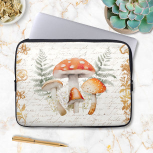 Housse Pour Ordinateur Portable Forêt Fantaisiste Champignon Lettre Vintage Découp