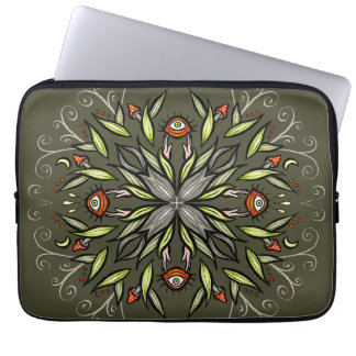 Housse Pour Ordinateur Portable Forêt sombre Verte Goblincore Champignon Yeux Trip