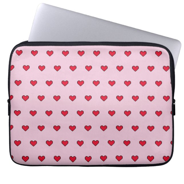 Housse Pour Ordinateur Portable Forme de coeur mignonne pixélisée (Devant)