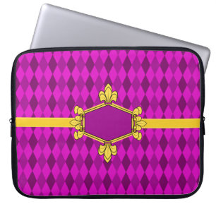 Housse Pour Ordinateur Portable Four de lis, or, diamant rose, Ajouter initiales/n