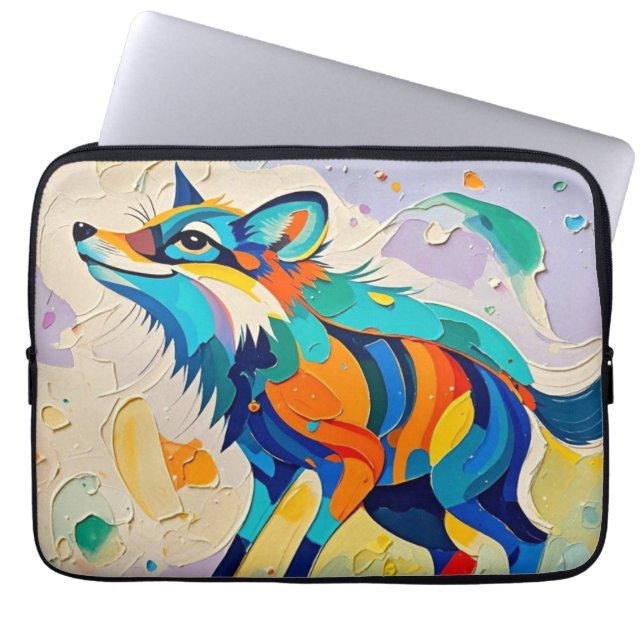 Housse Pour Ordinateur Portable Fox Expressive abstrait animal art design (Devant)
