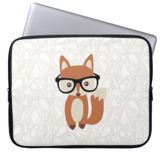 Housse Pour Ordinateur Portable Fox w/Glasses de bébé de hippie