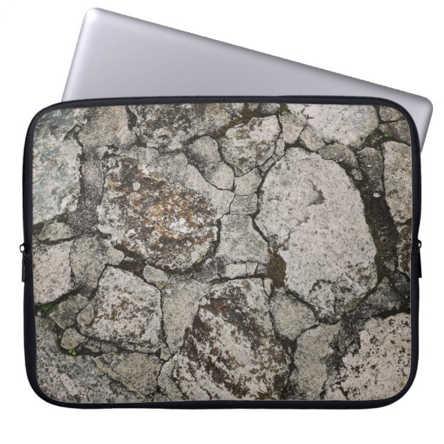 Housse Pour Ordinateur Portable Fragment de pierre noir et gris (Devant)