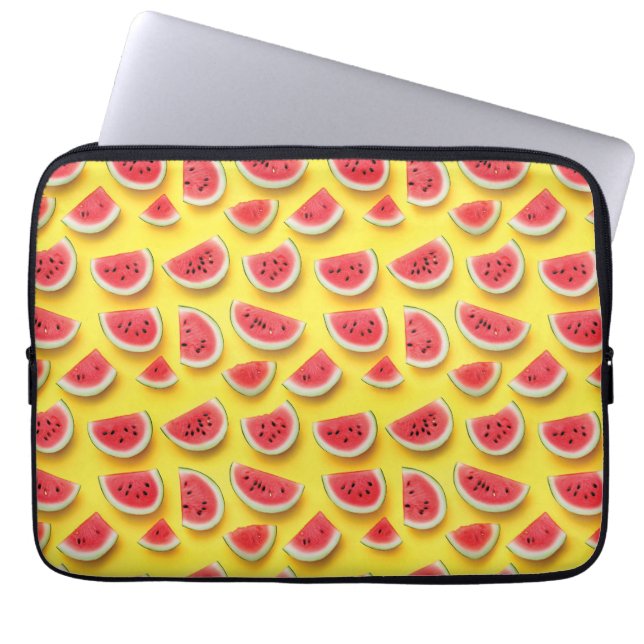 Housse Pour Ordinateur Portable Fraîches de pastèque Motif sur Jaune (Devant)