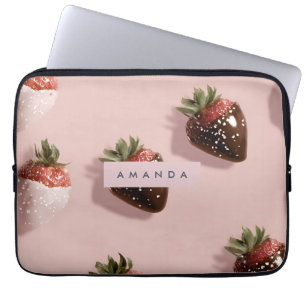 Housse Pour Ordinateur Portable Fraise à base de chocolat rose pâle personnalisée
