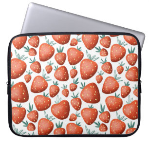 Housse Pour Ordinateur Portable Fraises rouges Arrière - plan blanc sans joint