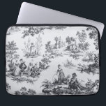 Housse Pour Ordinateur Portable Française toile de jouy noir et blanc élégant<br><div class="desc">toile de jouy noire et blanche.</div>