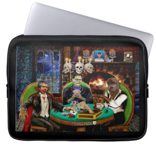 HOUSSE POUR ORDINATEUR PORTABLE FRANKENSTEIN & DRACULA'S POKER MONSTRE D'HALLOWEEN