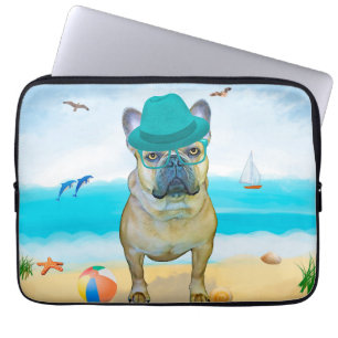 Housse Pour Ordinateur Portable French Bulldog sur la plage