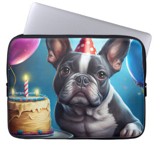 Housse Pour Ordinateur Portable Frenchie Birthday Bash : Un mignon Bulldog françai