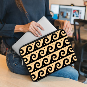 Housse Pour Ordinateur Portable Fret grec, Motif d'onde méditerranéen, Brown