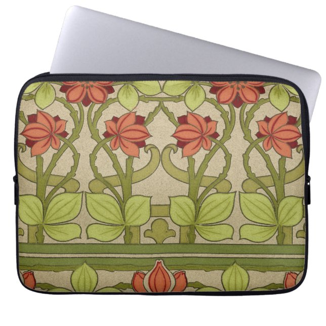 Housse Pour Ordinateur Portable Frieze Bordure Art Nouveau Floral (Devant)