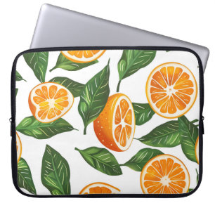 Housse Pour Ordinateur Portable Fruit Botanique Orange Citrus Sans Couture