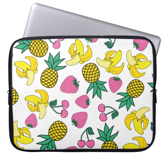Housse Pour Ordinateur Portable Fruit Fiesta : Bananes, ananas, fraises (Devant)