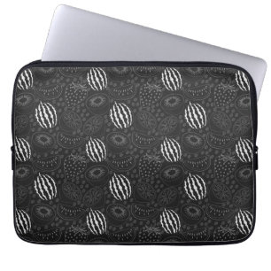 Housse Pour Ordinateur Portable Fruit sans couture motif noir et blanc Tropical