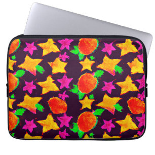 Housse Pour Ordinateur Portable Fruits colorés dynamiques et étoiles Art Motif