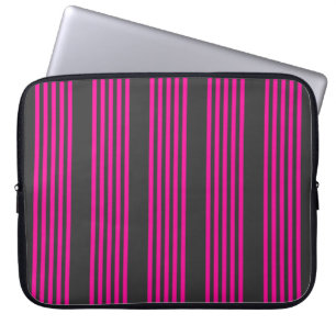 Housse Pour Ordinateur Portable Fuchsia and charcoal five stripes pattern