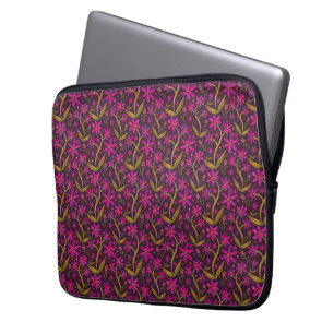 Housse Pour Ordinateur Portable Fuchsia Dansantes aquarelles marguerites