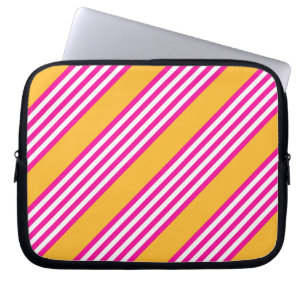Housse Pour Ordinateur Portable Fuchsia et jaune cinq bandes motif
