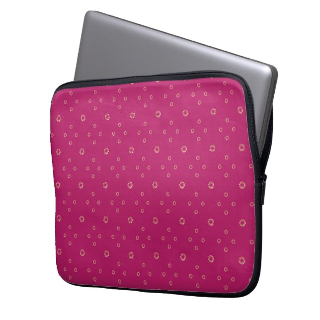 Housse Pour Ordinateur Portable Fuchsia | Zinnia Doré Soleil (devant gauche)