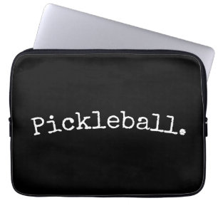 Housse Pour Ordinateur Portable Fun Black Blanc Retro Courbé "Pickleball" Moto
