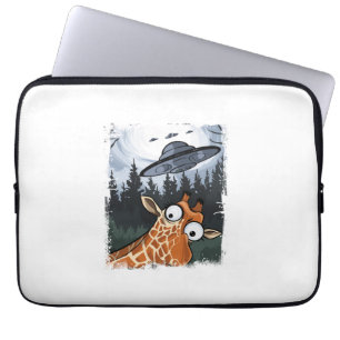 Housse Pour Ordinateur Portable Funny Giraffe UFO Zoo Animal Weird Meme Graphique