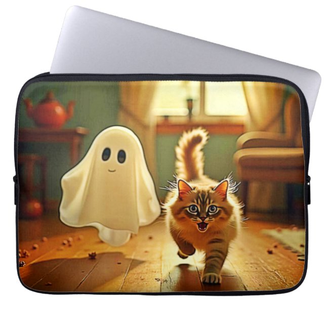 Housse Pour Ordinateur Portable Funny Kitten Éffrayant Friend Design (Devant)