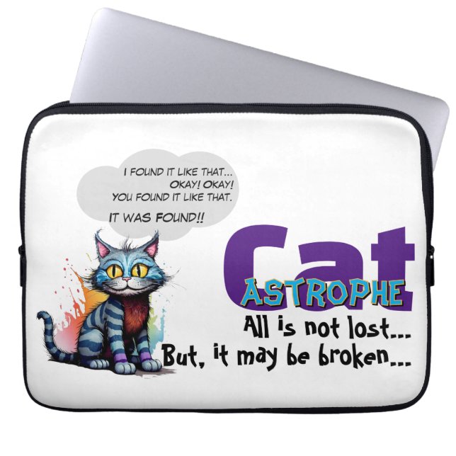 Housse Pour Ordinateur Portable Funny Laptop Sleeve – CatAstrophe: ...not lost (Devant)