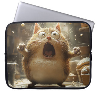 HOUSSE POUR ORDINATEUR PORTABLE FUNNY SURPRISÉ GRAS KITTY CAT