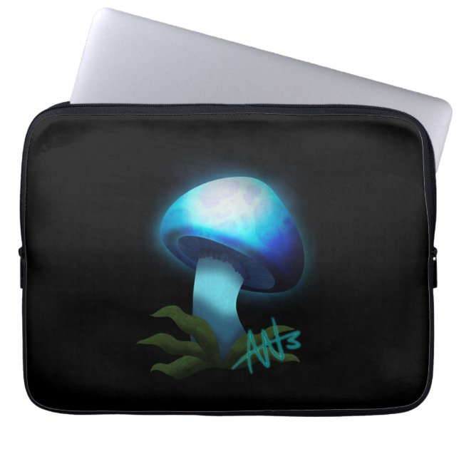 Housse Pour Ordinateur Portable Galaxy Shiitake brillant bleu clair champignons (Devant)