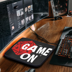 Housse Pour Ordinateur Portable Game On   Amusant Dé à 20 Faces Noir et Rouge pour