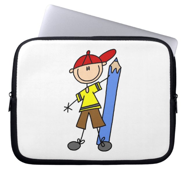 Housse Pour Ordinateur Portable Garçon Bâton Avec Crayon (Devant)