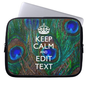 Housse Pour Ordinateur Portable Gardez le calme et votre texte sur le Décor Peacoc