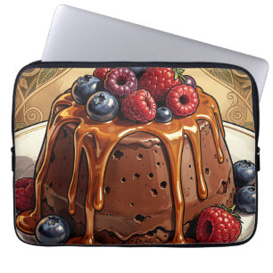 Housse Pour Ordinateur Portable Gâteau aux Fruits Rouges et Caramel au Chocolat Dé