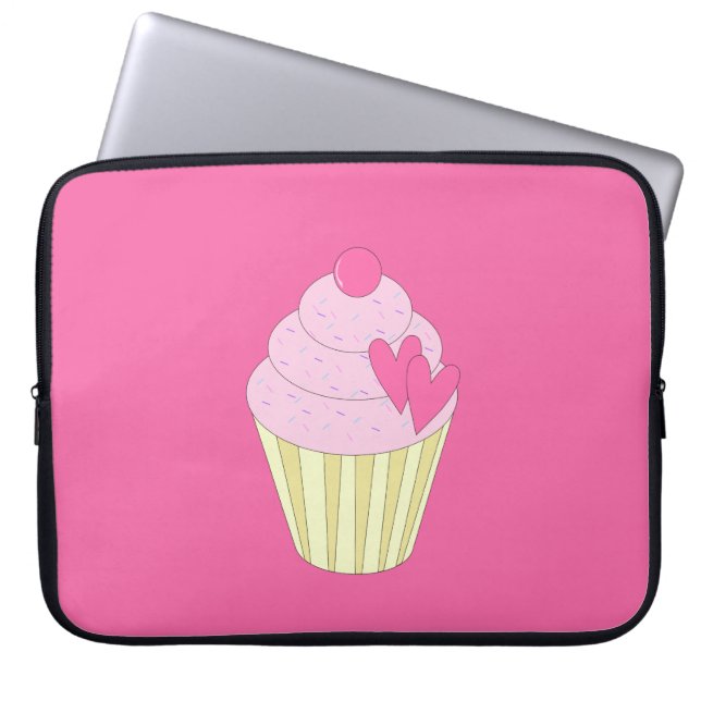 Housse Pour Ordinateur Portable Gâteau illusion fraise Cupcake (Devant)