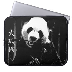 Housse Pour Ordinateur Portable Géant Panda ours mignon avec des feuilles de bambo