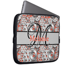 Housse Pour Ordinateur Portable Gears Argent Orange Steampunk Mécanique