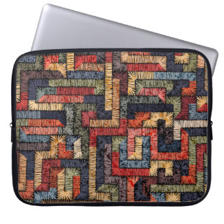 Housse Pour Ordinateur Portable Géométrie brodée, texture ethnique