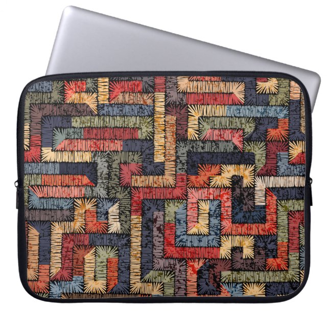 Housse Pour Ordinateur Portable Géométrie brodée, texture ethnique (Devant)