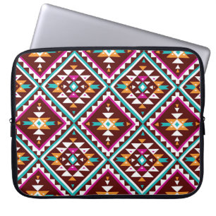 Housse Pour Ordinateur Portable Géométrie Colorée Tribale : Beauté Vintage Ethniqu