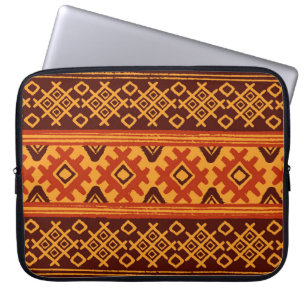 Housse Pour Ordinateur Portable Géométrique ethnique, motif folklorique traditionn