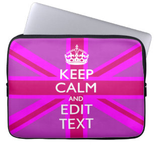 Housse Pour Ordinateur Portable Get Your Keep Calm Text on Fuchsia Union Jack