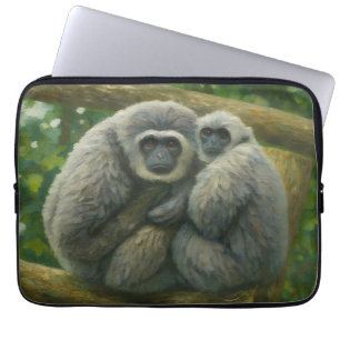 Housse Pour Ordinateur Portable Gibbon Companions - Portrait émotionnel de la faun