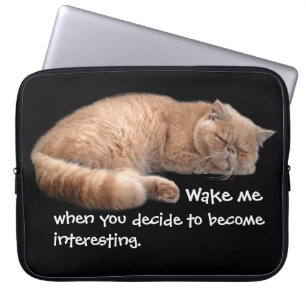 Housse Pour Ordinateur Portable Gingembre Dormir Chat Funny Wake Me Citation
