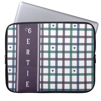 Housse Pour Ordinateur Portable Gingham Cœur Violet