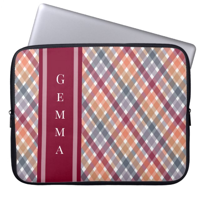 Housse Pour Ordinateur Portable Gingham d'automne (Devant)