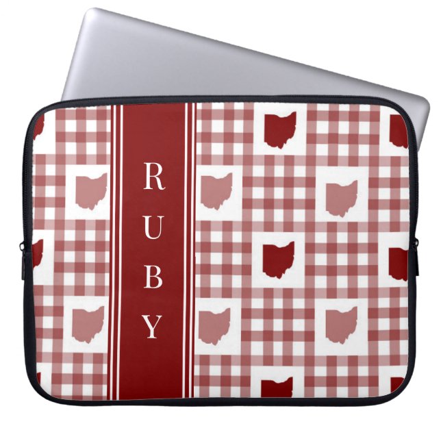 Housse Pour Ordinateur Portable Gingham Rouge Ohio (Devant)