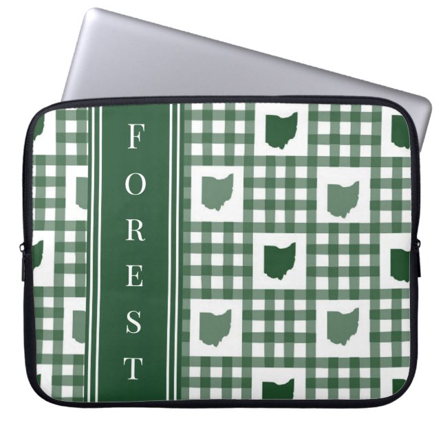 Housse Pour Ordinateur Portable Gingham vert de l'Ohio (Devant)