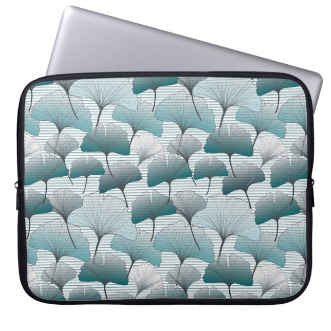 Housse Pour Ordinateur Portable Gingko biloba bleu motif sans soudure.  (Devant)